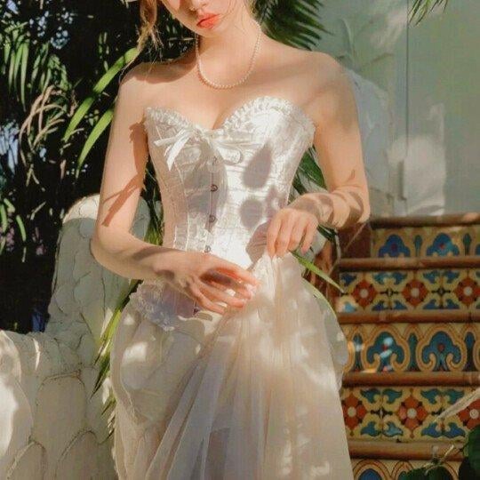 Women's Lacing Corset Top Satin Floral Boned Overbust Body Shaper Bustier