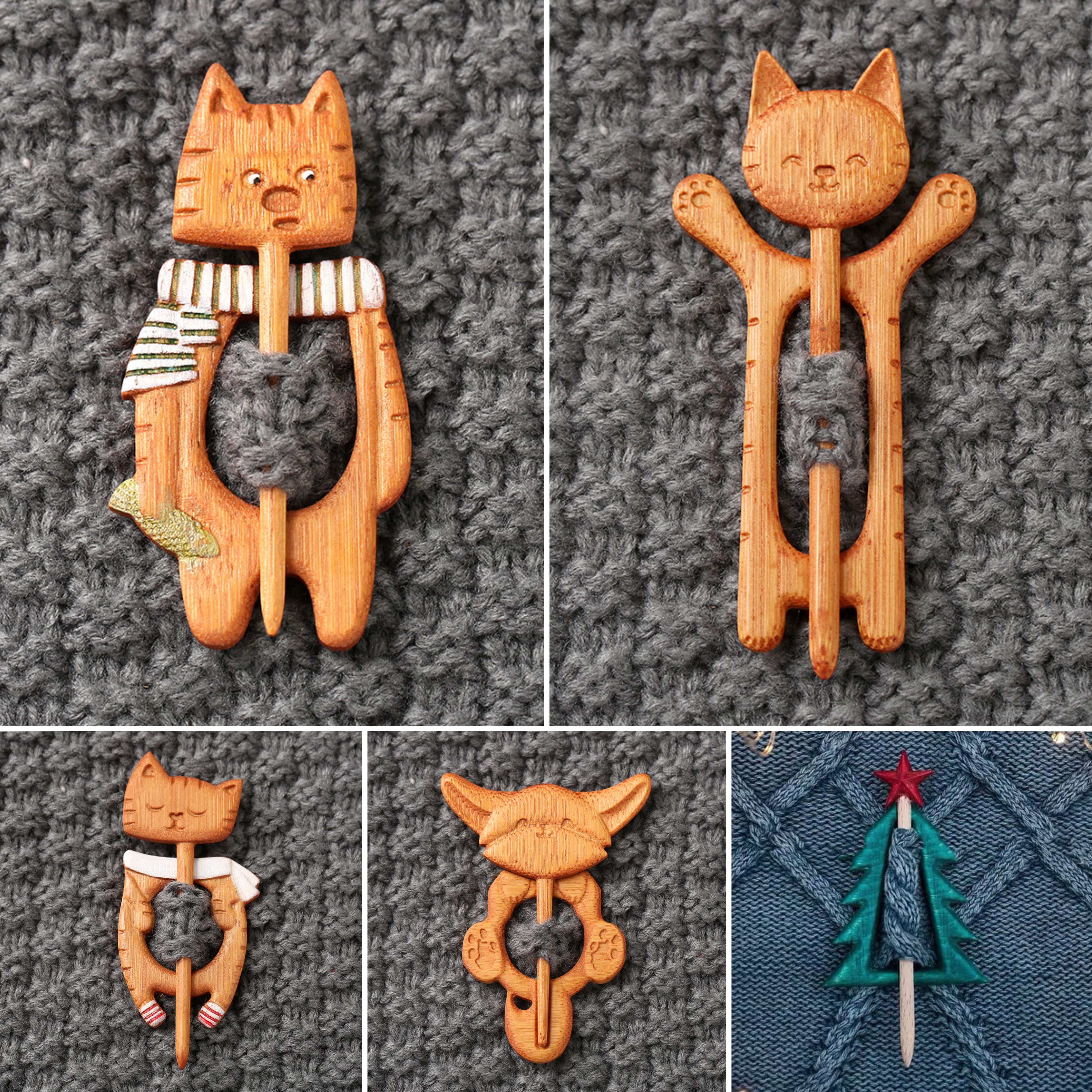 ❄️Wooden Animal Sweater Brooch🐱