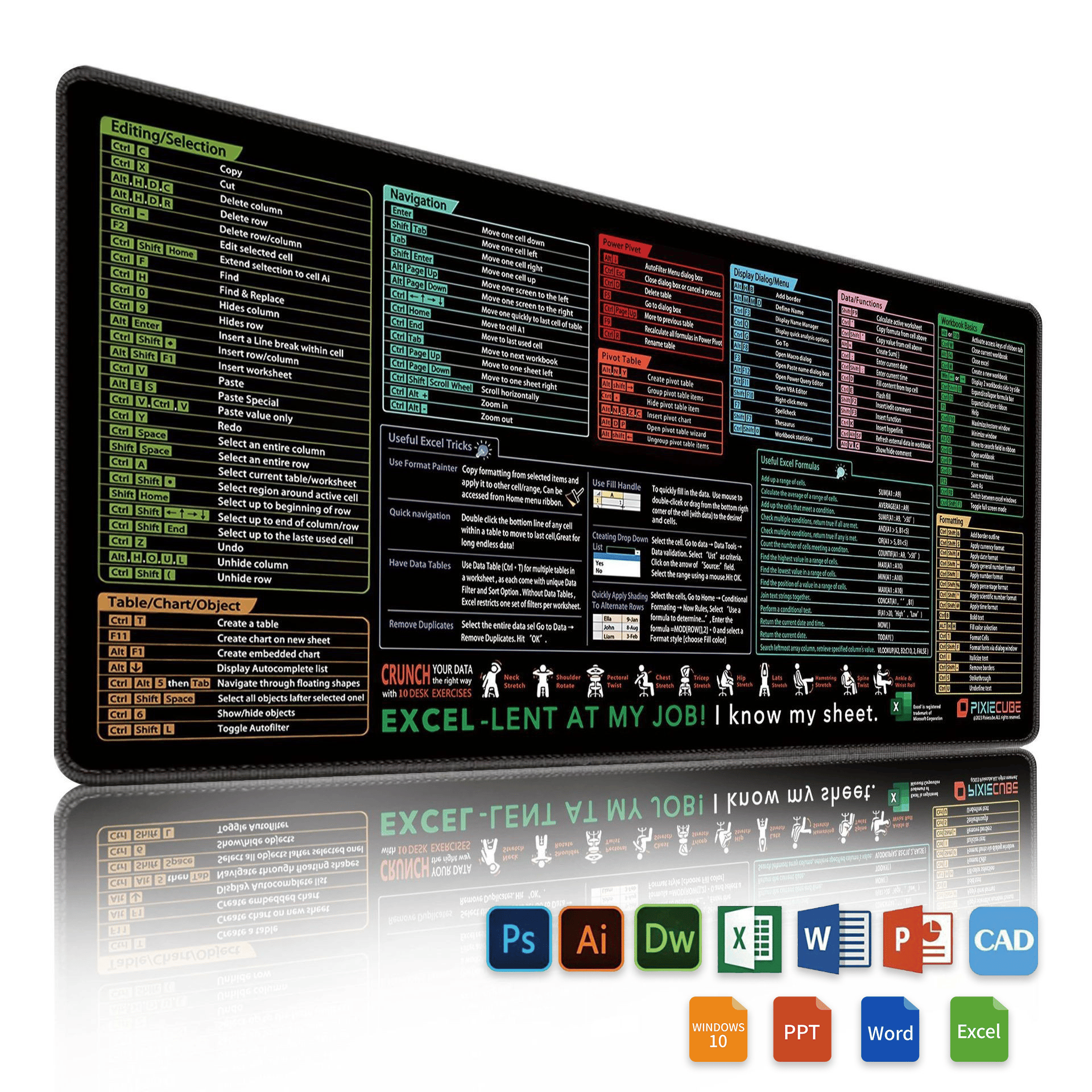 Last Day 49% OFF🔥Excel Cheat Sheet Desk Mat