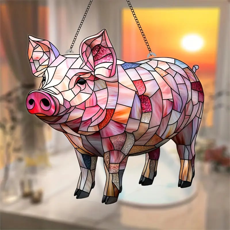 Colorful Pig Suncatcher Ornament🐖