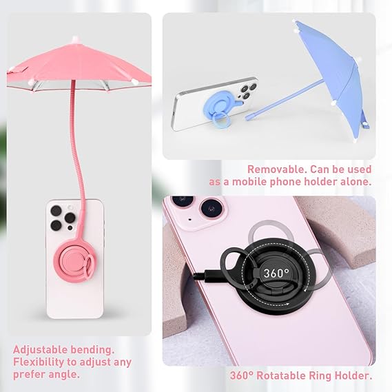 Mini Phone Umbrella for Sun with Detachable Knob – Flexible