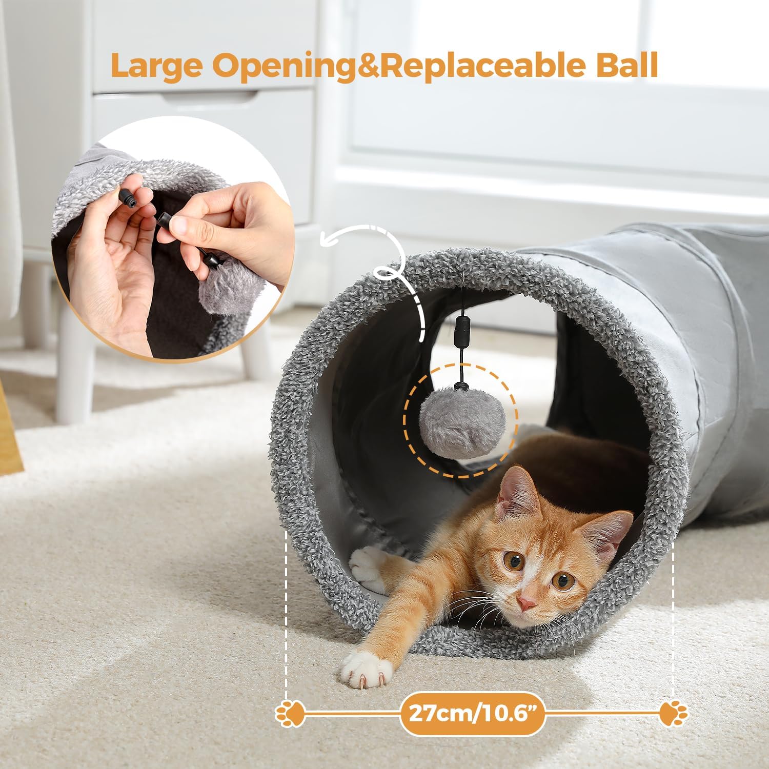 Road Cat Tunnel Foldable S Shape Cat Play Tube Diameter 11.8 Inch