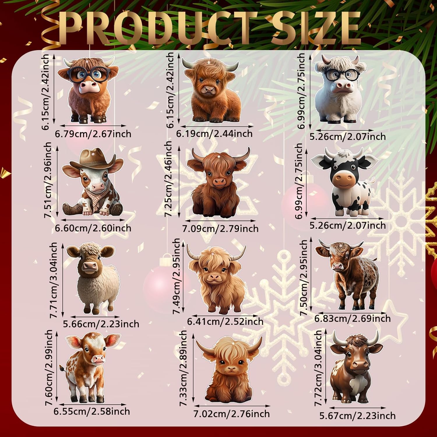 🐮🎄Cute Cow Christmas Ornaments