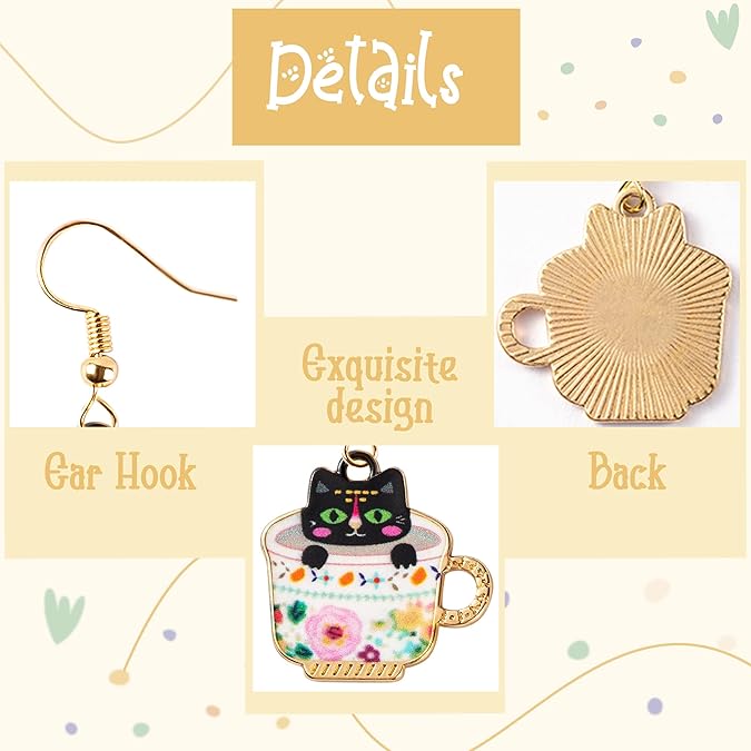 🐱Funny Cute Teacup Cat Dangle Earrings