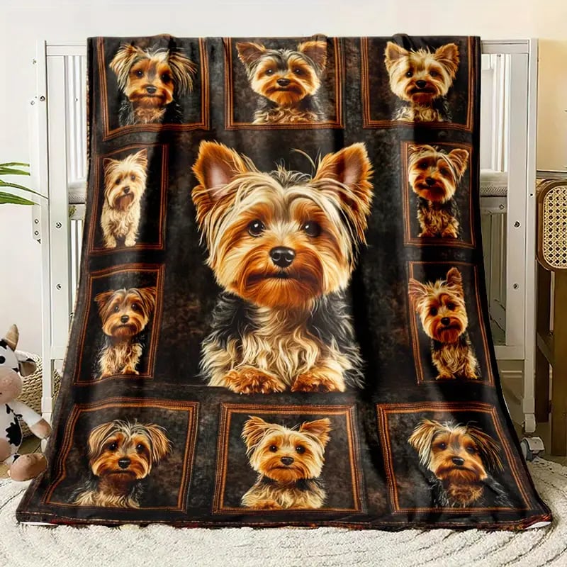 🐾 Cozy Yorkie Flannel Blanket