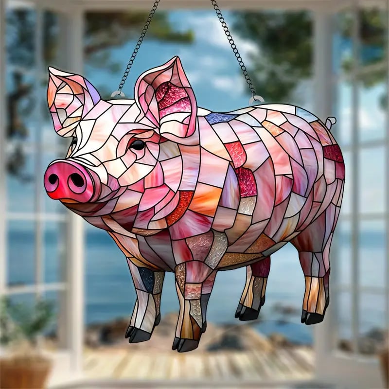 Colorful Pig Suncatcher Ornament🐖
