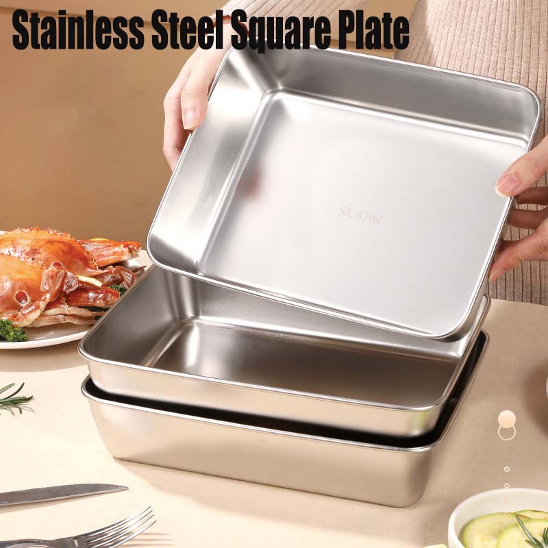 🔥LAST DAY 60% OFF-Stainless Steel Square Plate(With Lid)