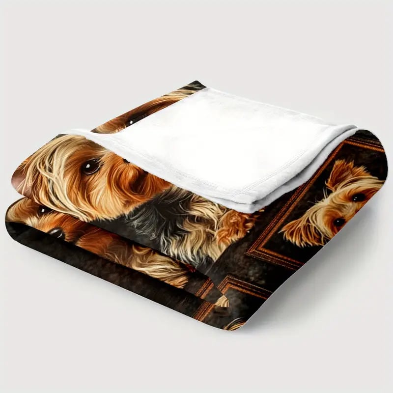 🐾 Cozy Yorkie Flannel Blanket