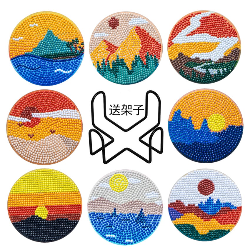 💥LAST DAY SALE 49% OFF-Artificial Diamond Art Coaster, 8 Counts/set