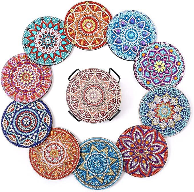 💥LAST DAY SALE 49% OFF-Artificial Diamond Art Coaster, 8 Counts/set
