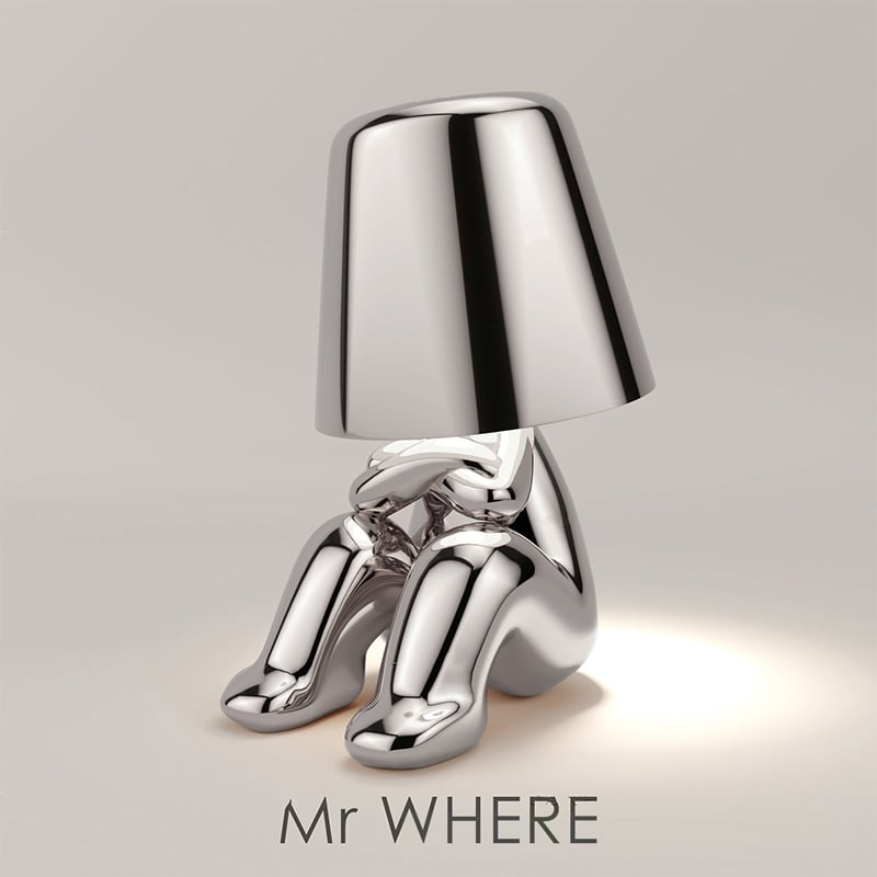 Metallic Chrome Figurine Table Lamp