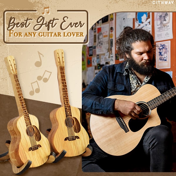 Cithway™ Unique Handmade Wooden Guitar Shape Picks Box