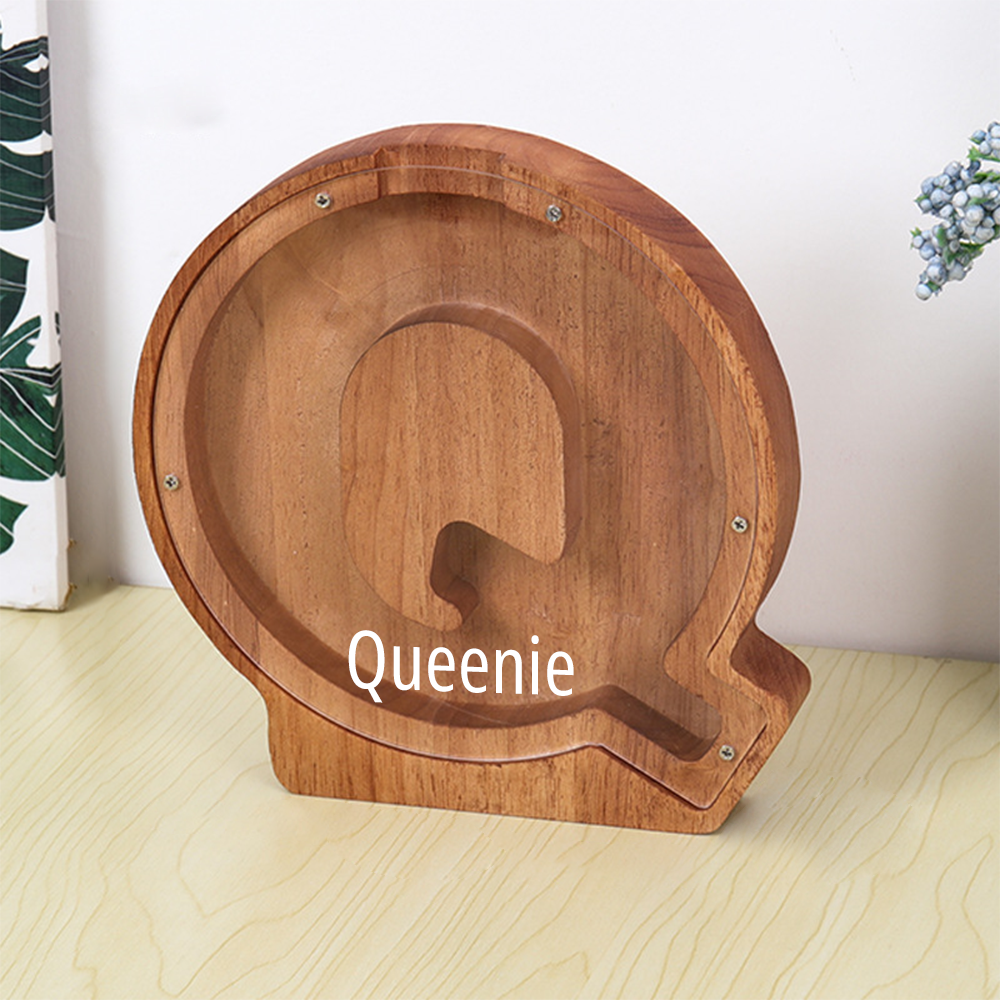 🎁Best Children's Gift-💰👪 Personalized 26 Letters Piggy Bank Custom Name Wooden Money Box