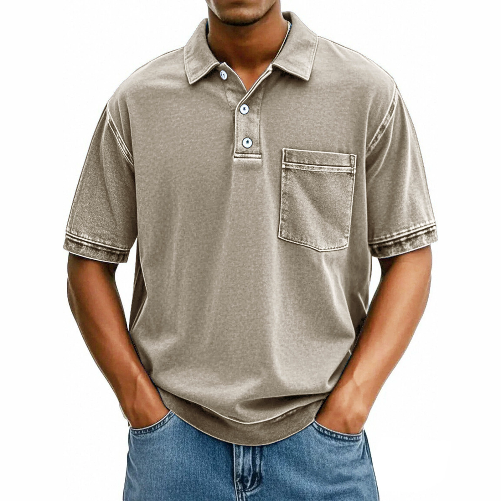 MARCO LUCA | Casual Men's Solid Color Button-Up Polo Shirt.