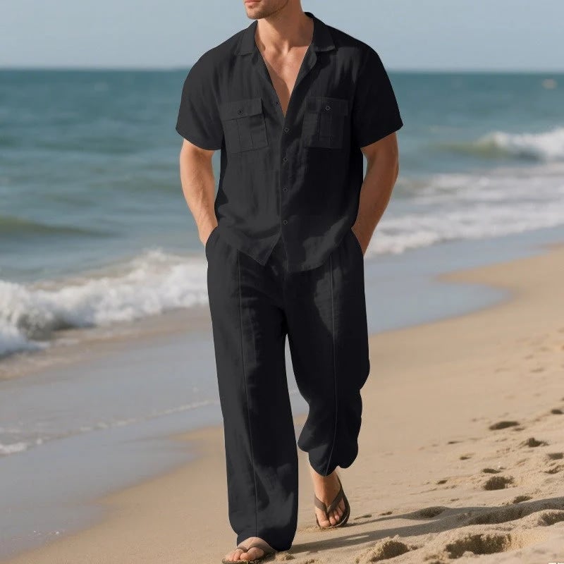 Men's Button-Down Shirt & Pants 2-Piece Set