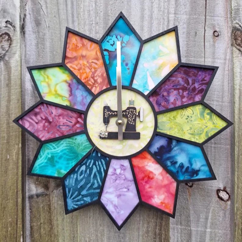 Vintage Sewing Machine Wooden Wall Clock