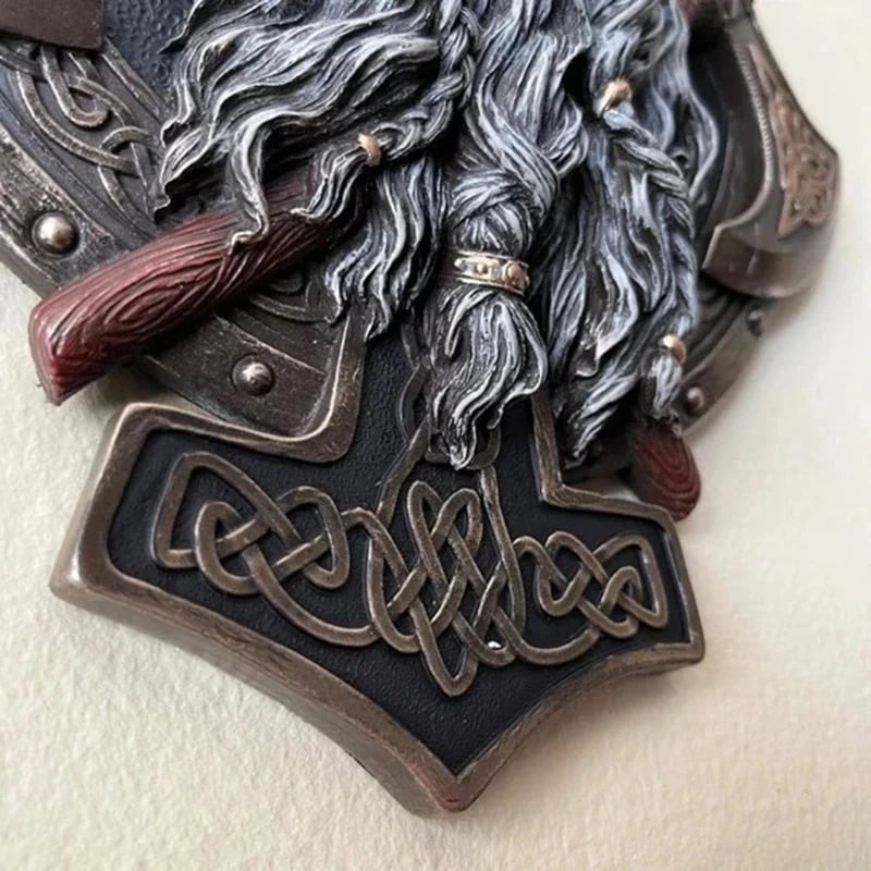 🎁2024 New Year Hot Sale🎁🪓Retro Viking Berserker Double Axe Wall Decorative Plaque Resin Ornaments Wall Decor Plaque🔥 🔥