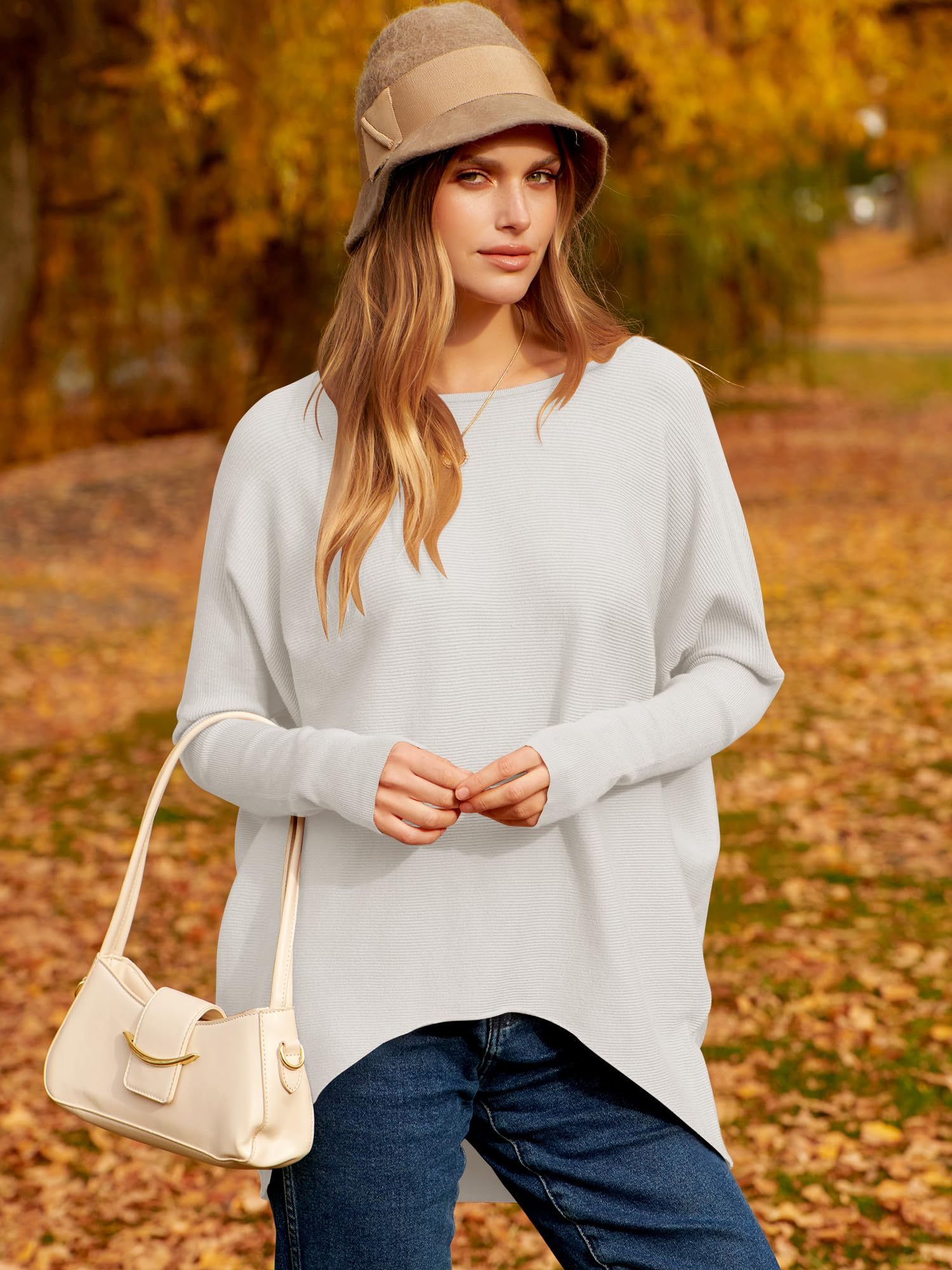 ✨Hot Sale 49% OFF⭐women's Irregular Oversized Dolman Sleeve Knitted Pullover