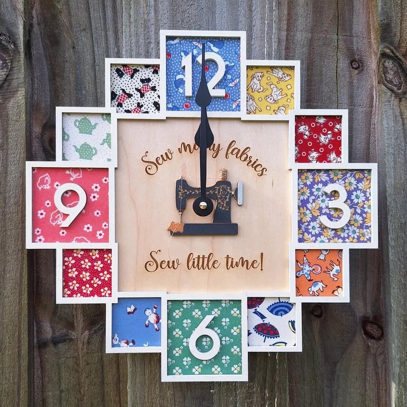 Vintage Sewing Machine Wooden Wall Clock