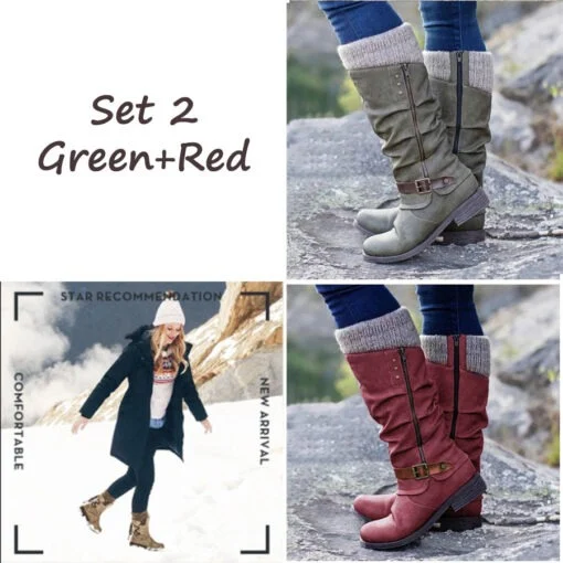 🔥LAST DAY -【40% OFF】Women’s Leather Flat Heel Mid-Calf Zipper Boots