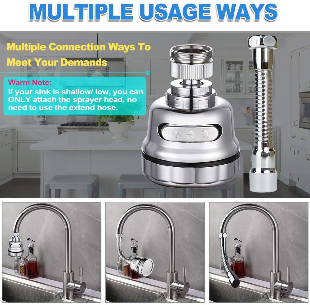 Upgraded 360° Rotatable Faucet Sprayer Head