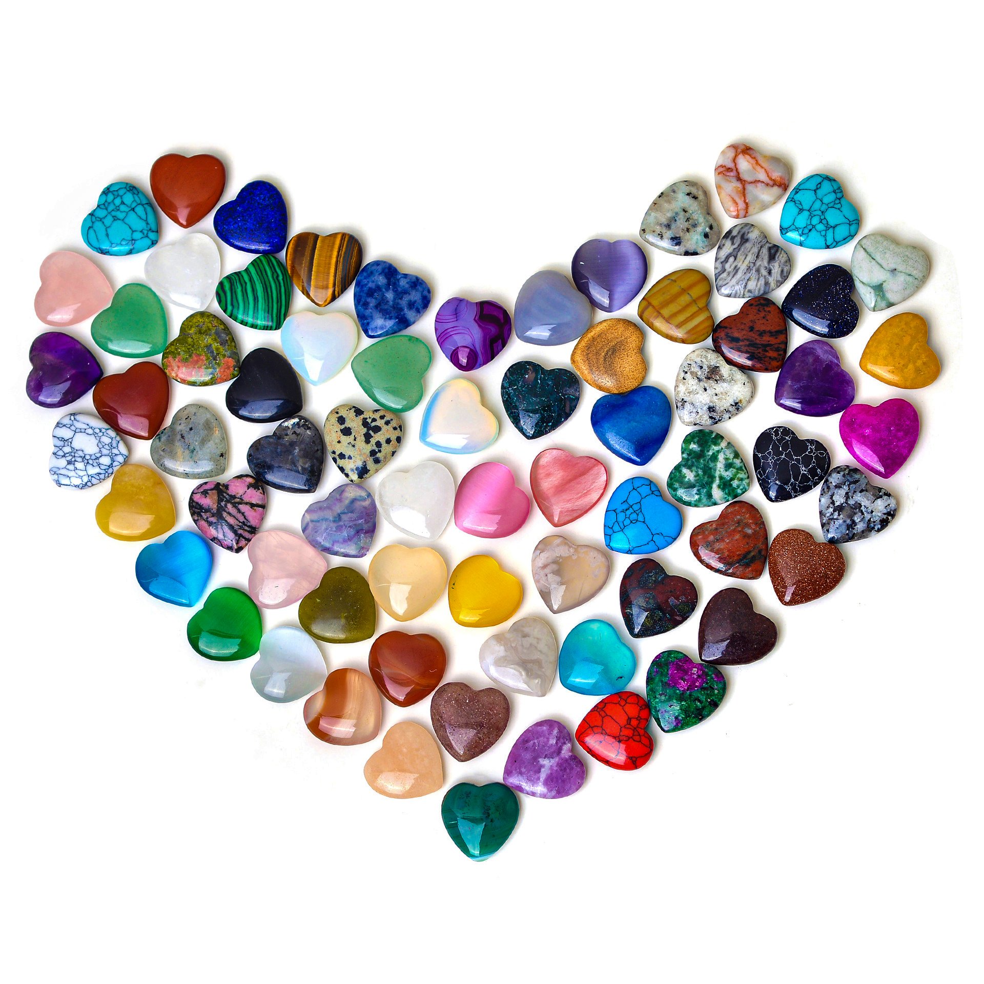 Colorful Heart-Shaped Gemstones