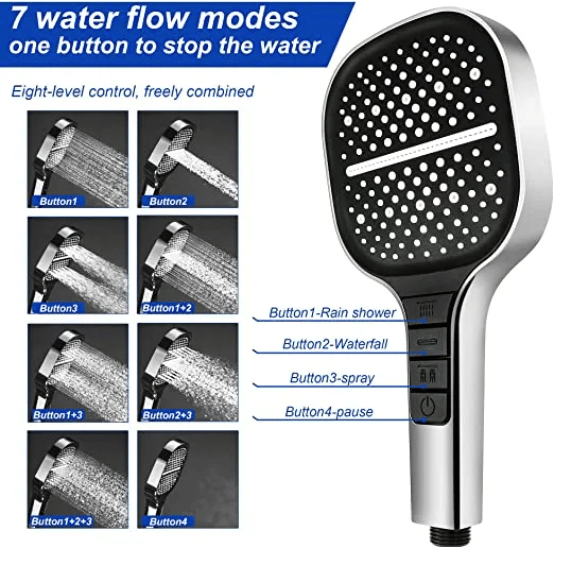 (🔥Last Day Promotion- SAVE 48% OFF)8-speed Oversized Panel Pressurized Shower Head-BUY 2 GET EXTRA 10% OFF & FREE SHIPPING