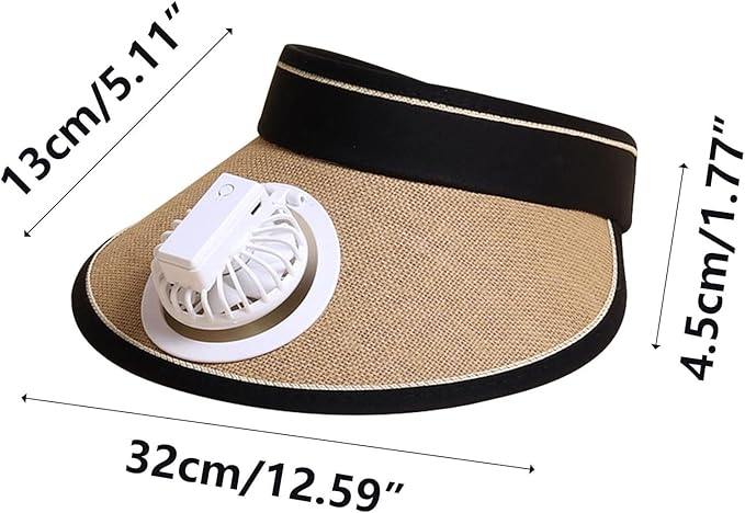 Sun hat with fan, hollow top, large brim, three-level adjustable