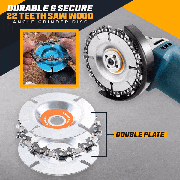 🔥Hot Sale🔥Angle Grinder Cutting Disc Set: Angle Grinder Carving Saw Blade, 4 inch 22 Teeth Angle Grinder Chainsaw Disc, Angle Grinder Cutting Disc with 1 Replacement Saw Chains🎁🛠🛠