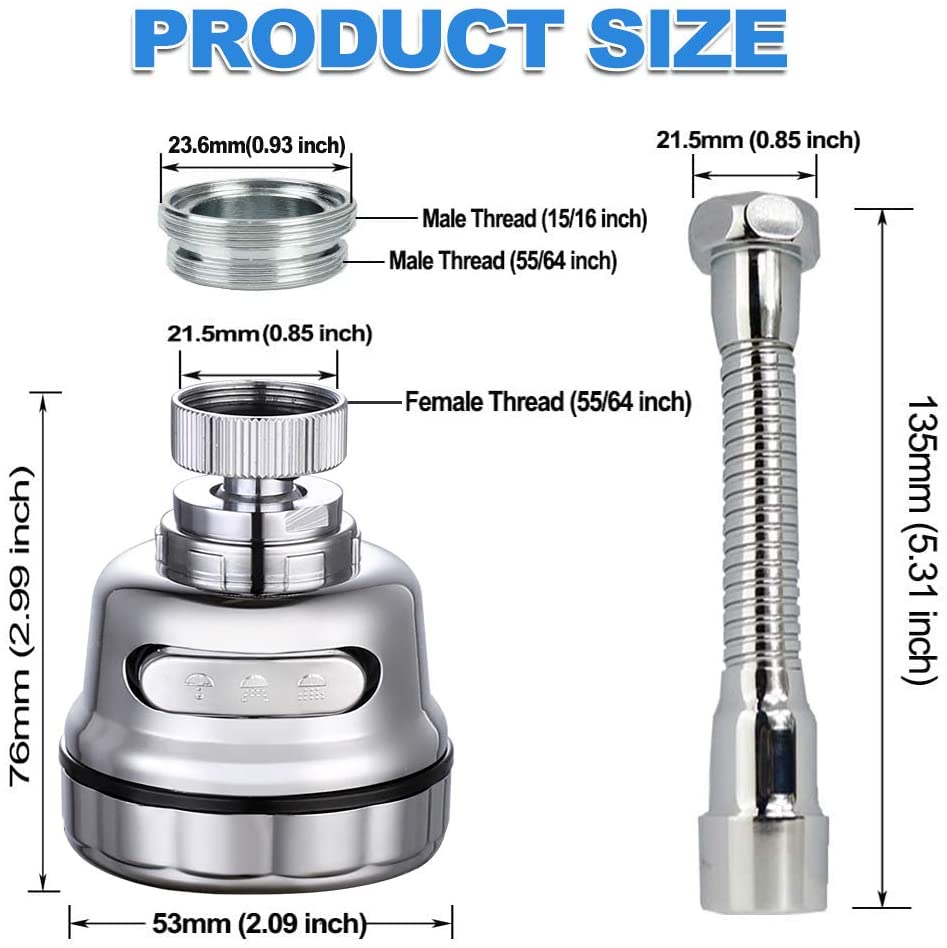 Upgraded 360° Rotatable Faucet Sprayer Head