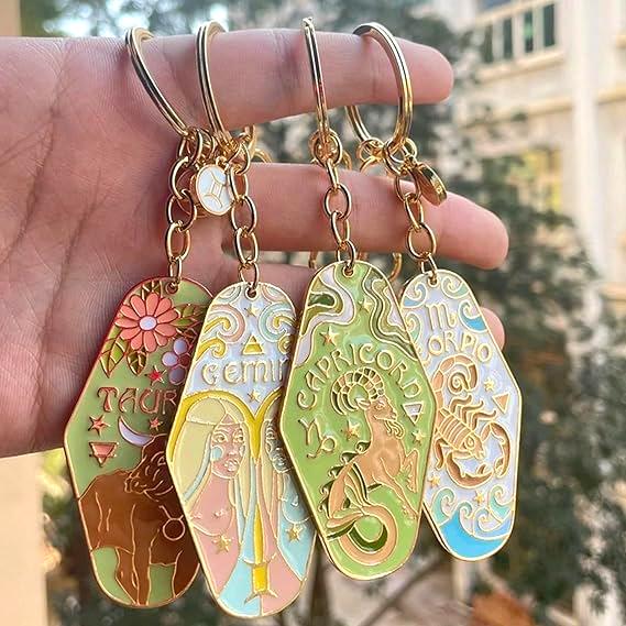 🔮✨Vintage Illustrated Zodiac Keychain