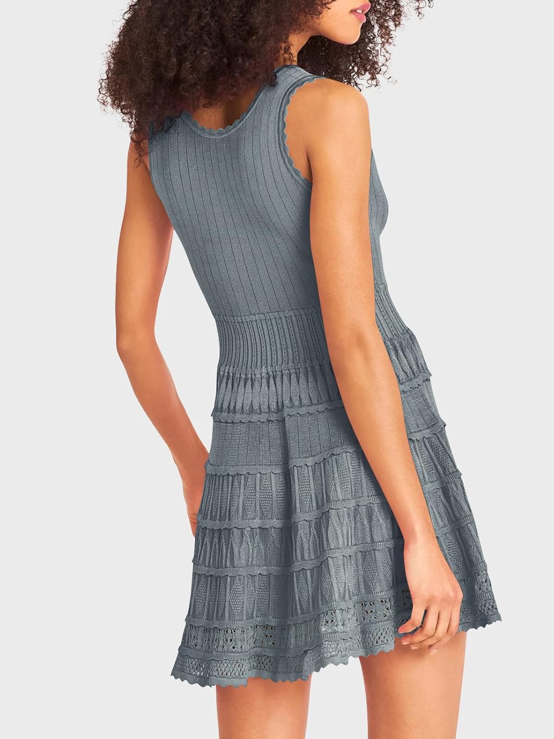 2024 Hot Sale✨Crewneck Knitted Crochet Hem Flowy Tank Sundress