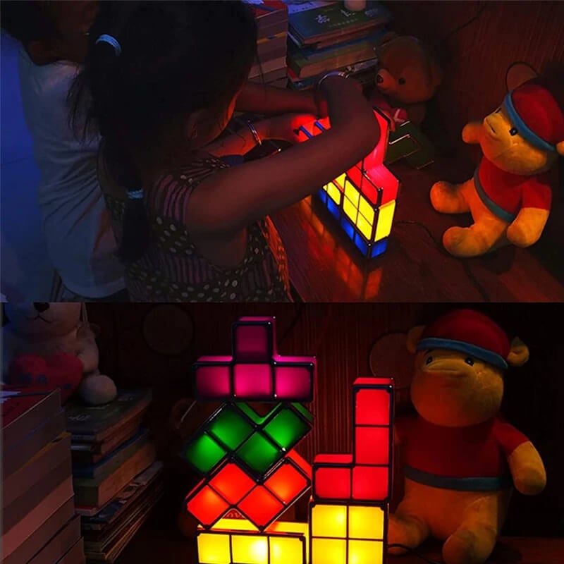 ✅Stackable Night Light DIY Puzzle Novelty LED 7 Colors 3D Tangram Light🔥