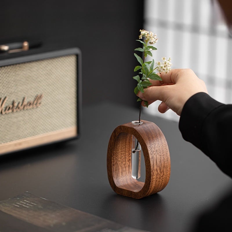 Solid Wood Glass Vase