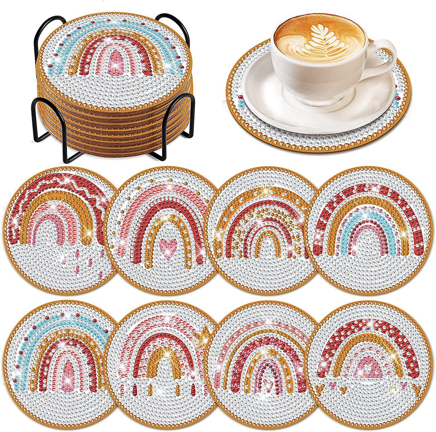 💥LAST DAY SALE 49% OFF-Artificial Diamond Art Coaster, 8 Counts/set