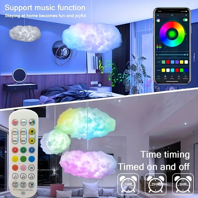 ⛈️3D Big Cloud Lightning Light Kit - with Music Sync, RGB Multicolor Changing Light Bar