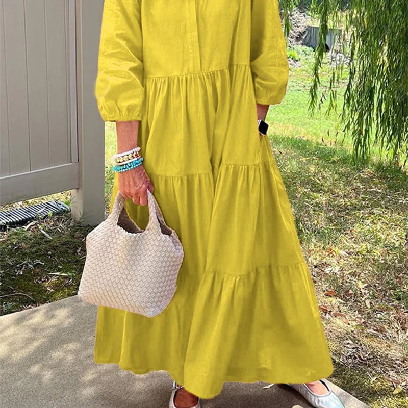 💓 Women’s Casual Loose Fit Lapel Ankle Length Dress🌿