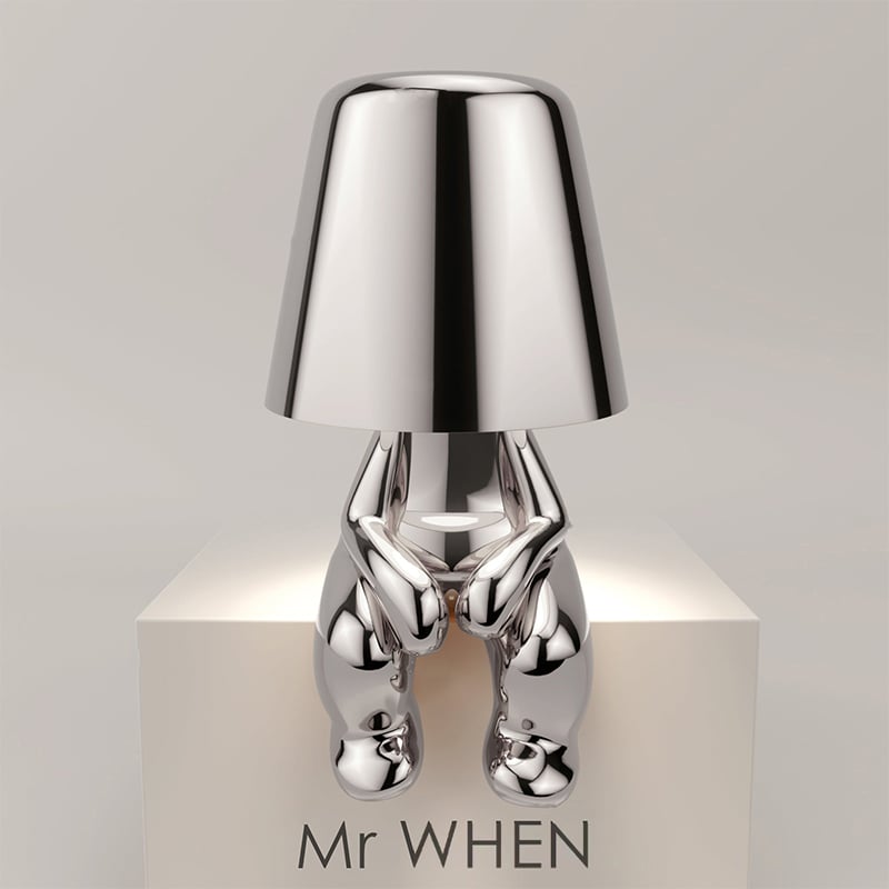 Metallic Chrome Figurine Table Lamp