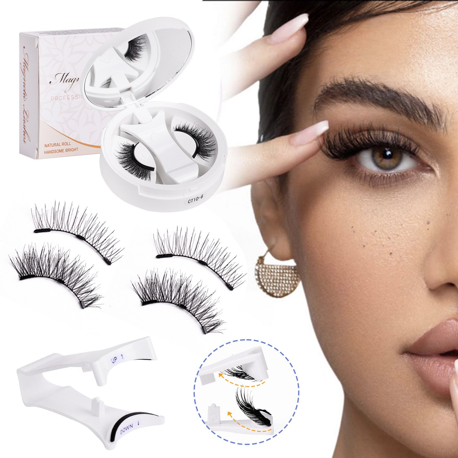 Reusable Magnetic Eyelashes with Applicator