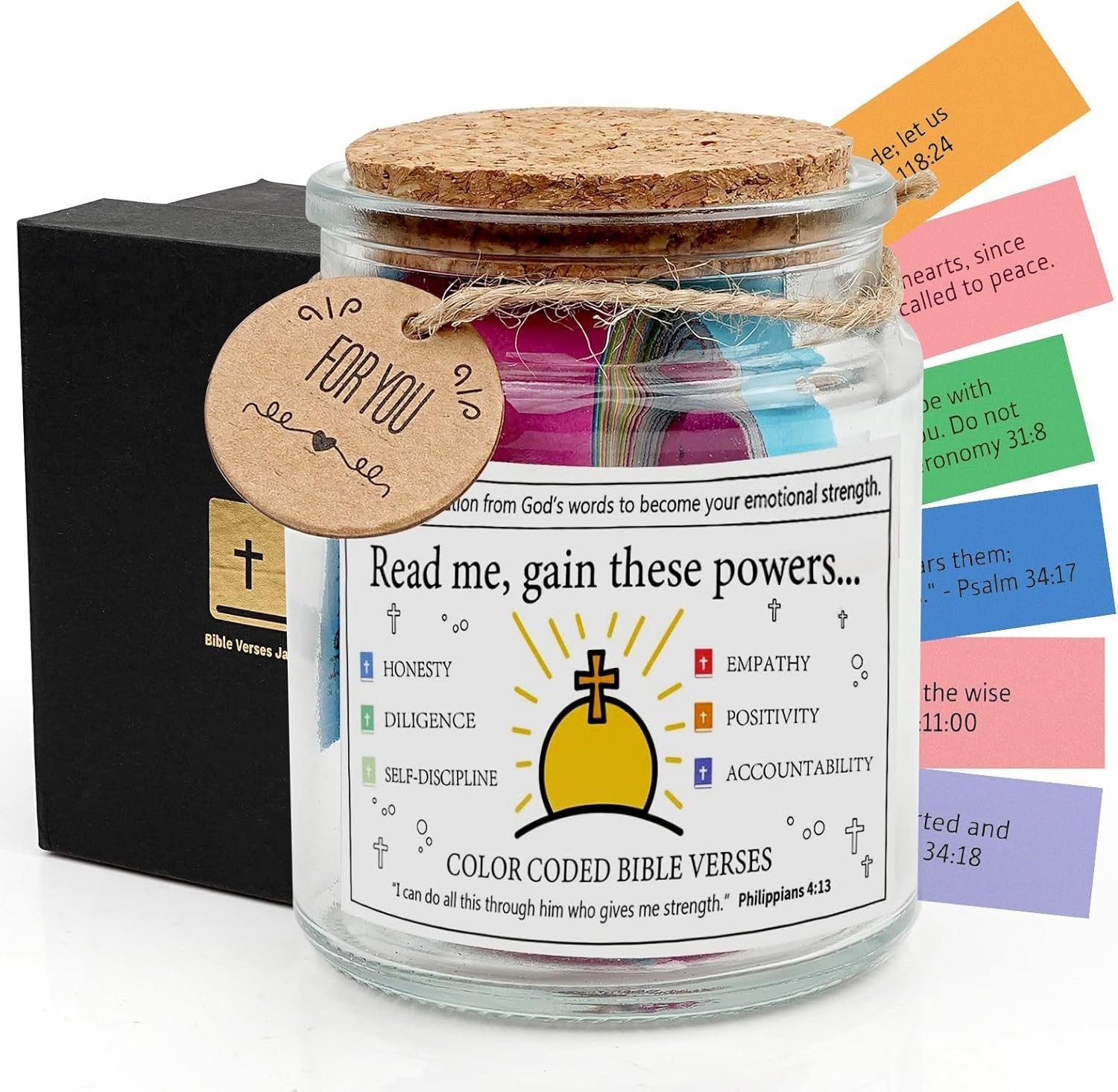 Handmade 90 Day Bible Verses Jar (Comes With Christian Gift Box)
