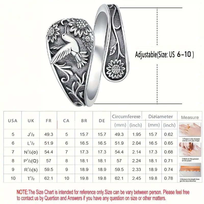 🐦Adjustable Hummingbird Spoon Ring💍