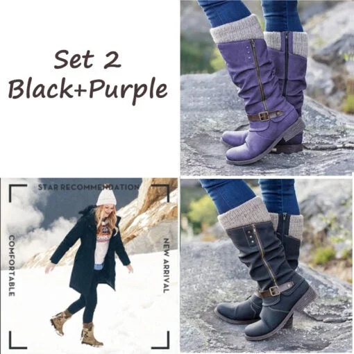 🔥LAST DAY -【40% OFF】Women’s Leather Flat Heel Mid-Calf Zipper Boots