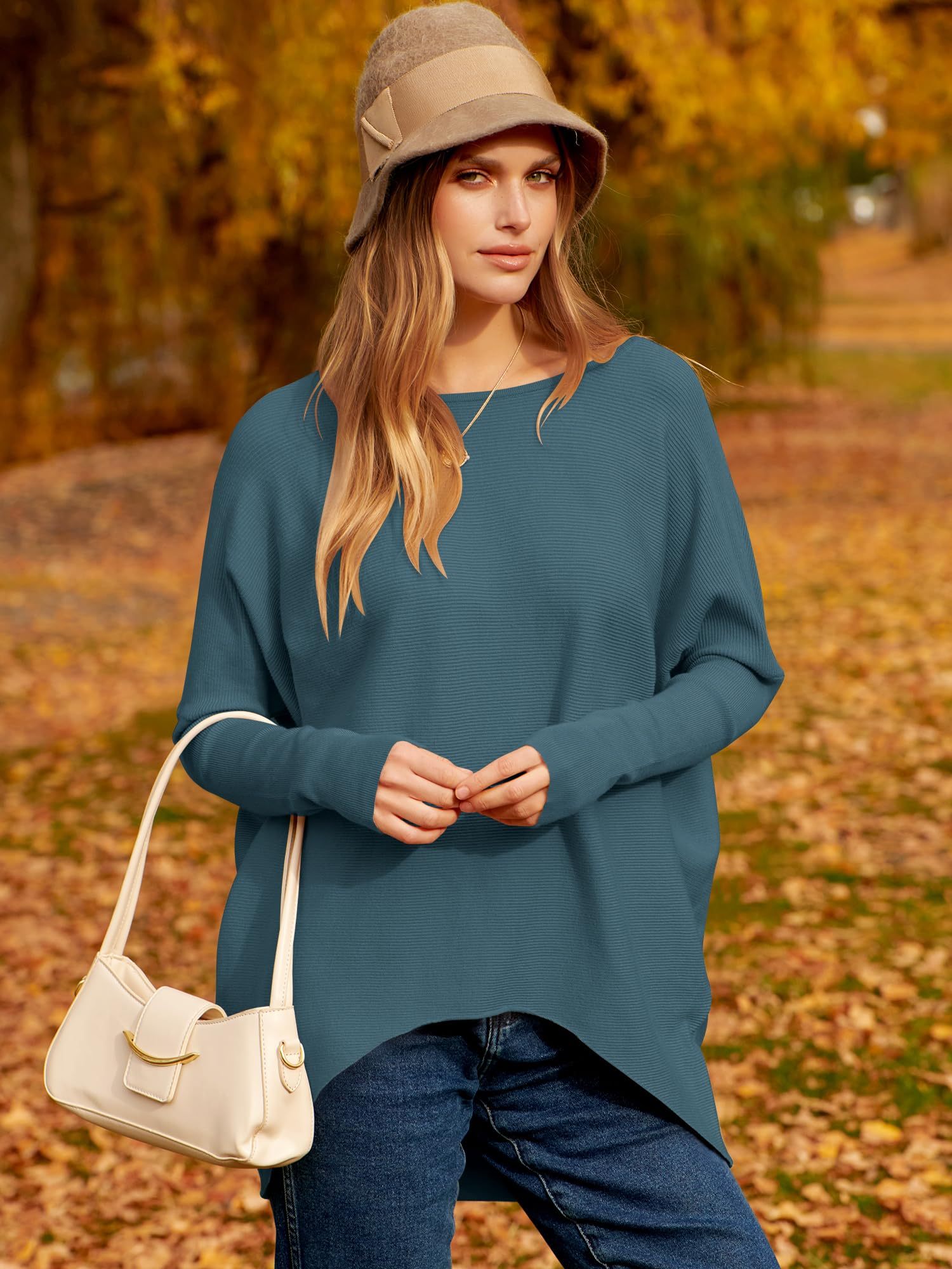✨Hot Sale 49% OFF⭐women's Irregular Oversized Dolman Sleeve Knitted Pullover