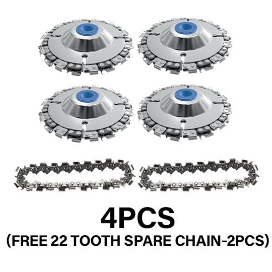 🔥Hot Sale🔥Angle Grinder Cutting Disc Set: Angle Grinder Carving Saw Blade, 4 inch 22 Teeth Angle Grinder Chainsaw Disc, Angle Grinder Cutting Disc with 1 Replacement Saw Chains🎁🛠🛠