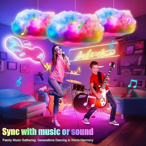 ⛈️3D Big Cloud Lightning Light Kit - with Music Sync, RGB Multicolor Changing Light Bar