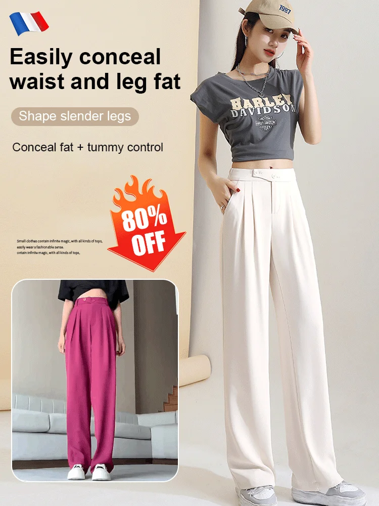Figure-flattering versatile high-waisted wide leg trousers(Buy 2 pieces for free shipping)
