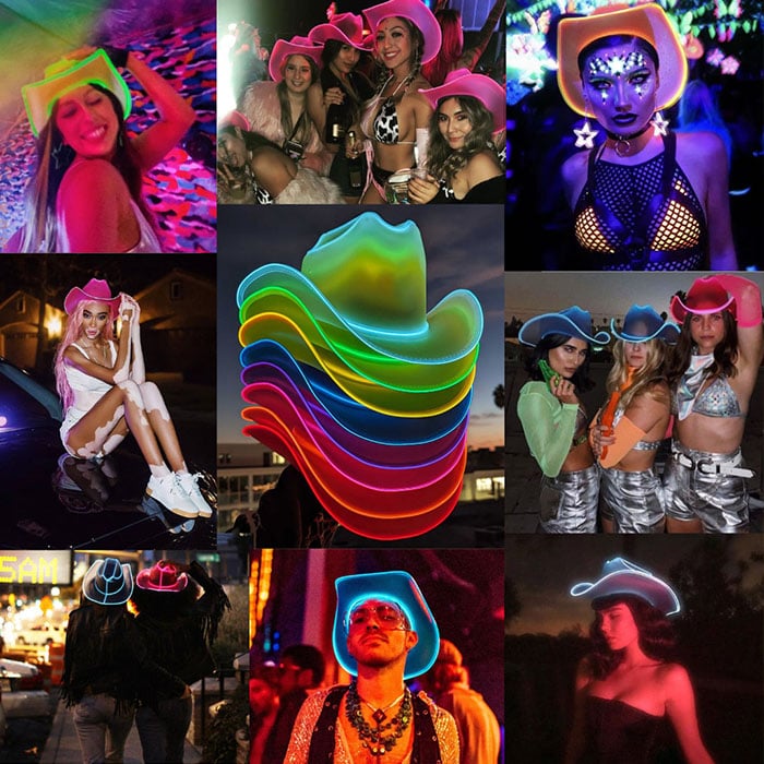 Flashing Blinky Lights Cowboy Hat