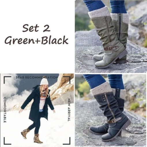 🔥LAST DAY -【40% OFF】Women’s Leather Flat Heel Mid-Calf Zipper Boots