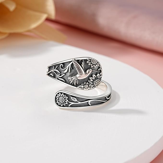 🐦Adjustable Hummingbird Spoon Ring💍