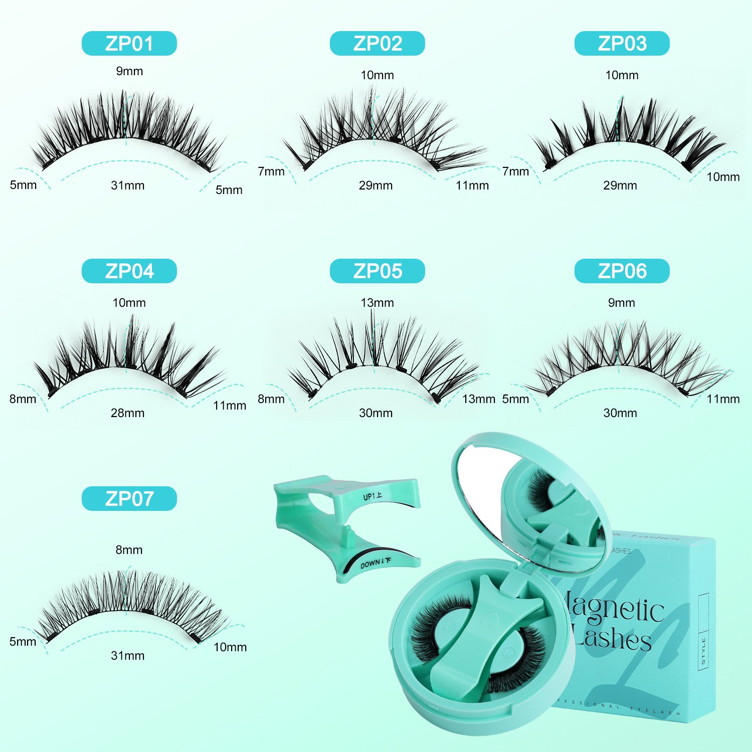 Reusable Magnetic Eyelashes with Applicator